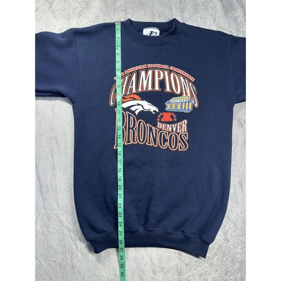 Vintage Denver Broncos Sweatshirt Kids Large Blue Superbowl Champions 90s NFL - Picture 7 of 8